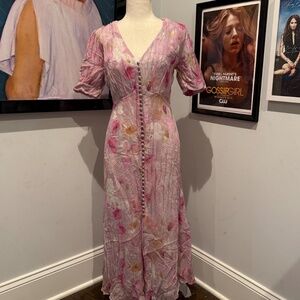 The Kooples Pink Chiffon Floral Maxi Dress M
